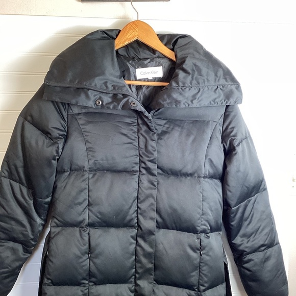 Calvin Klein Black Puffer Jacket size XS Duck  Down Above knee Length - Picture 2 of 7
